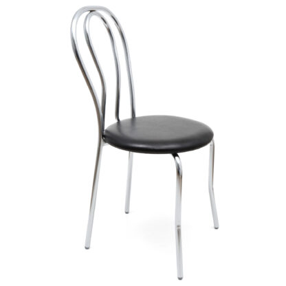 Scaun Tulipan, negru 21901, 89x40x50 cm, cadru crom, imitatie piele