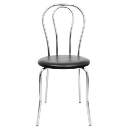 Scaun Tulipan, negru 21901, 89x40x50 cm, cadru crom, imitatie piele - imagine 4