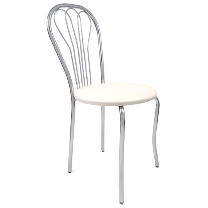 Scaun Vanessa, crem, piele ecologica, cadru cromat, 40x86x48 cm
