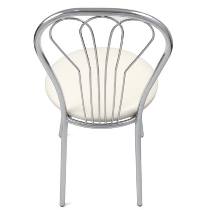 Scaun Vanessa, crem, piele ecologica, cadru cromat, 40x86x48 cm - imagine 2