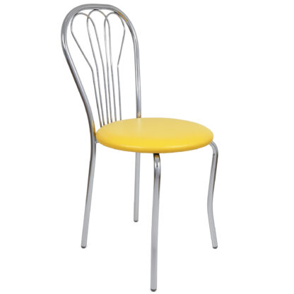 Scaun Vanessa, galben, piele ecologica, cadru cromat, 40x86x48 cm