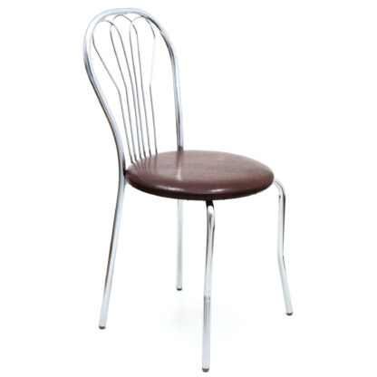 Scaun Vanessa, maro, piele ecologica, cadru cromat, 40x86x48 cm