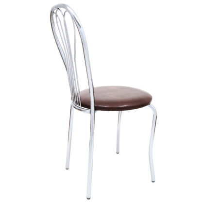Scaun Vanessa, maro, piele ecologica, cadru cromat, 40x86x48 cm - imagine 3