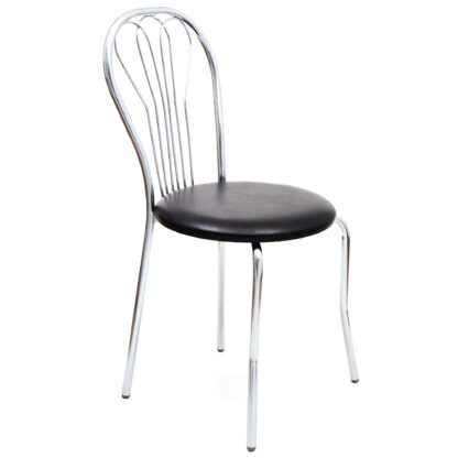 Scaun Vanessa, negru, piele ecologica, cadru cromat, 40x86x48 cm