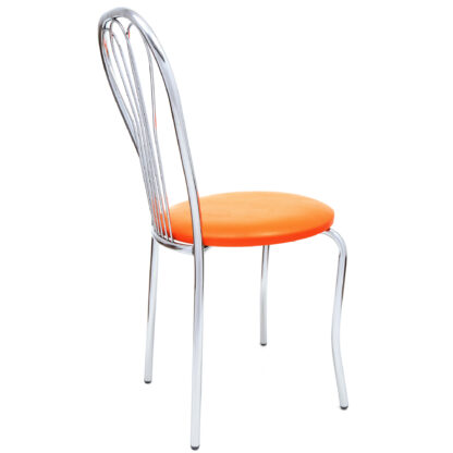 Scaun Vanessa, portocaliu, piele ecologica, cadru cromat, 40x86x48 cm - imagine 3