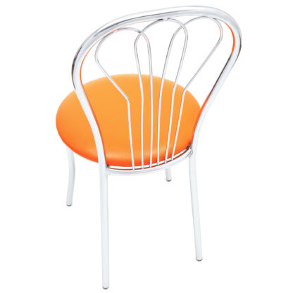 Scaun Vanessa, portocaliu, piele ecologica, cadru cromat, 40x86x48 cm - imagine 4