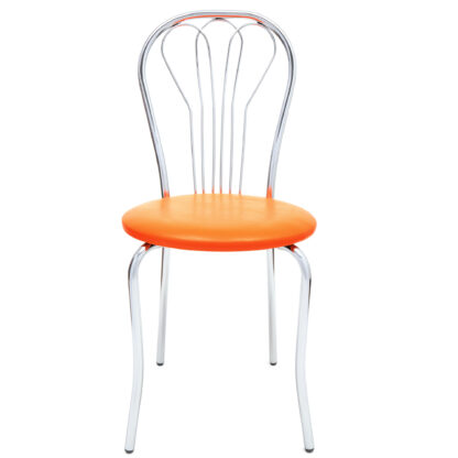 Scaun Vanessa, portocaliu, piele ecologica, cadru cromat, 40x86x48 cm - imagine 5