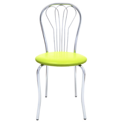 Scaun Vanessa, verde, piele ecologica, cadru cromat, 40x86x48 cm - imagine 4