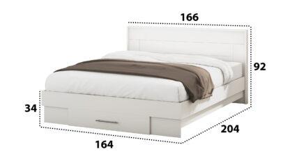 Set Dormitor Dome 1-20, Wenge/Alb, Dulap 200 cm, Pat 160×200 cm, 2 noptiere, comoda - imagine 4