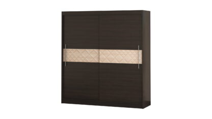 Set Dormitor Dome 1-20, Wenge/Alb, Dulap 200 cm, Pat 160×200 cm, 2 noptiere, comoda - imagine 5