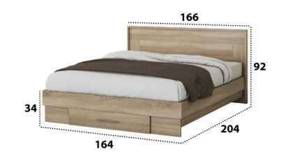 Set Dormitor Dome 1-20, Wenge/Sonoma, Dulap 200 cm, Pat 160×200 cm, 2 noptiere, comoda - imagine 3