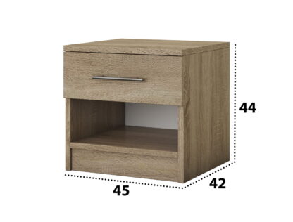 Set Dormitor Dome 1-20, Wenge/Sonoma, Dulap 200 cm, Pat 160×200 cm, 2 noptiere, comoda - imagine 5