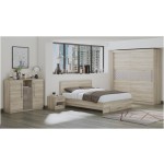 Set Dormitor Dome 3-20, Sonoma, Dulap 200 cm, Pat 160×200 cm, 2 noptiere, comoda - imagine 2