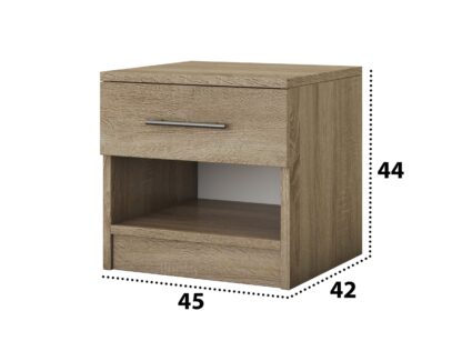 Set Dormitor Dome 3-20, Sonoma, Dulap 200 cm, Pat 160×200 cm, 2 noptiere, comoda - imagine 6