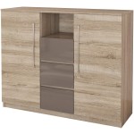 Set Dormitor Dome 3-20, Sonoma, Dulap 200 cm, Pat 160×200 cm, 2 noptiere, comoda - imagine 7