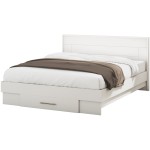 Set Dormitor Dome 3-20, Sonoma/Alb, Dulap 200 cm, Pat 160×200 cm, 2 noptiere, comoda - imagine 7
