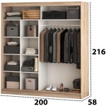 Set Dormitor Dome 3-20, Sonoma/Alb, Dulap 200 cm, Pat 160×200 cm, 2 noptiere, comoda - imagine 4