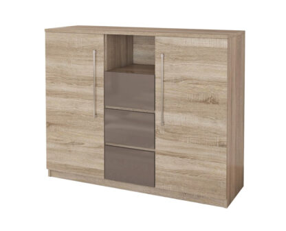 Set Dormitor Dome 3-20, Sonoma/Wenge, Dulap 200 cm, Pat 160×200 cm, 2 noptiere, comoda - imagine 9