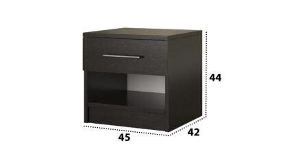 Set Dormitor Dome 1-20, Wenge, Dulap 200 cm, Pat 160×200 cm, 2 noptiere, comoda - imagine 6