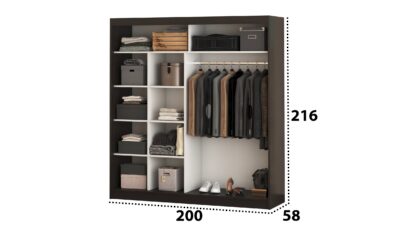 Set Dormitor Dome 1-20, Wenge, Dulap 200 cm, Pat 160×200 cm, 2 noptiere, comoda - imagine 7