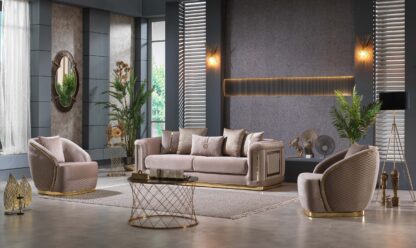Set canapea fixa cu 3 locuri si 2 fotolii Elegance