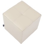Taburet Cool, crem, piele ecologica, 36x35x35 cm - imagine 4