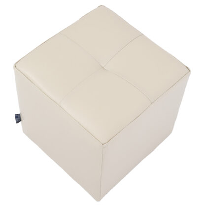 Taburet Cool, crem, piele ecologica, 36x35x35 cm - imagine 4