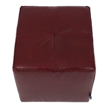 Taburet Cool, visiniu, piele ecologica, 36x35x35 cm - imagine 3