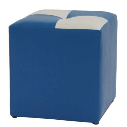 Taburet Cool, albastru/alb, piele ecologica, 36x35x35 cm - imagine 3