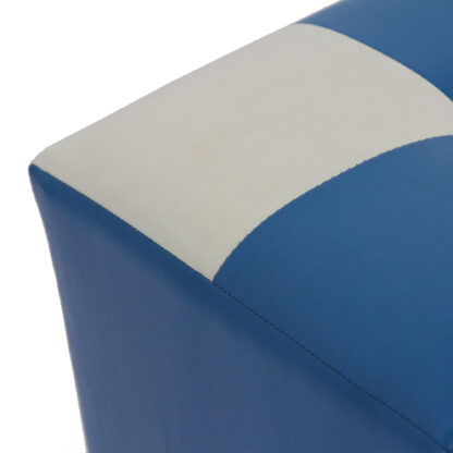 Taburet Cool, albastru/alb, piele ecologica, 36x35x35 cm - imagine 2
