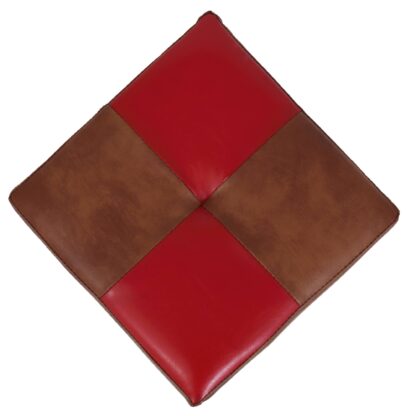 Taburet Cool, cognac/rosu, piele ecologica, 36x35x35 cm - imagine 5