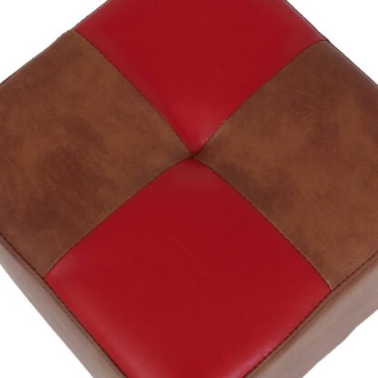 Taburet Cool, cognac/rosu, piele ecologica, 36x35x35 cm - imagine 6