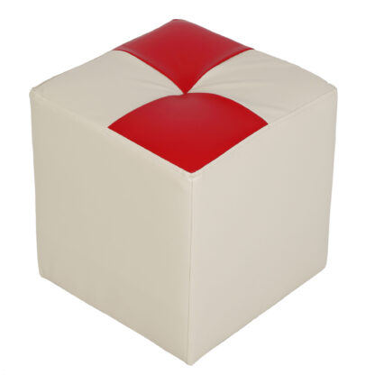 Taburet Cool, crem/rosu, piele ecologica, 36x35x35 cm - imagine 3