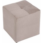 Taburet Cool, crem, stofa, 36x35x35 cm - imagine 3