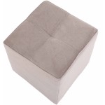 Taburet Cool, crem, stofa, 36x35x35 cm - imagine 2
