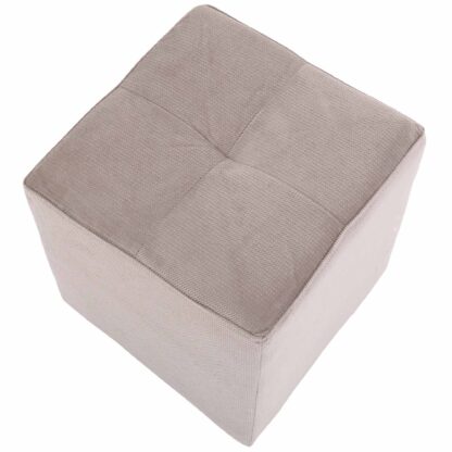 Taburet Cool, crem, stofa, 36x35x35 cm - imagine 2