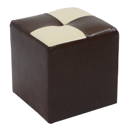 Taburet Cool, maro/crem, piele ecologica, 36x35x35 cm