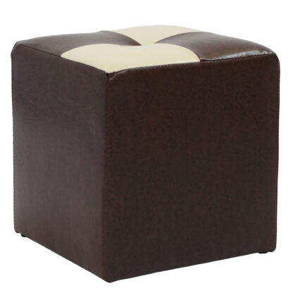 Taburet Cool, maro/crem, piele ecologica, 36x35x35 cm - imagine 3