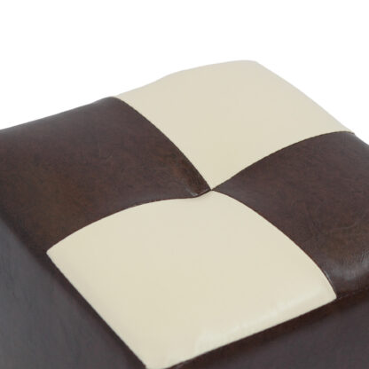 Taburet Cool, maro/crem, piele ecologica, 36x35x35 cm - imagine 2