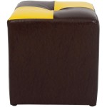 Taburet Cool, maro/galben, piele ecologica, 36x35x35 cm - imagine 4