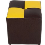 Taburet Cool, maro/galben, piele ecologica, 36x35x35 cm - imagine 5