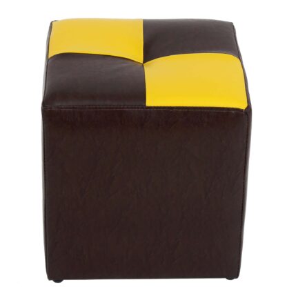 Taburet Cool, maro/galben, piele ecologica, 36x35x35 cm - imagine 6