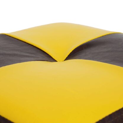 Taburet Cool, maro/galben, piele ecologica, 36x35x35 cm - imagine 2
