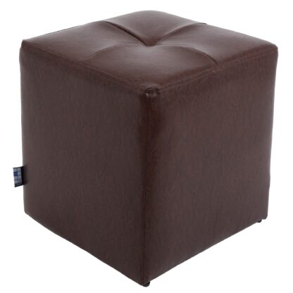 Taburet Cool, maro, piele ecologica, 36x35x35 cm