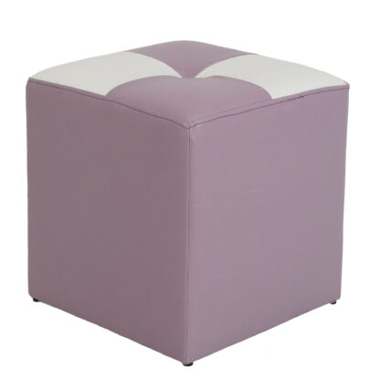 Taburet Cool, mov/alb, piele ecologica, 36x35x35 cm