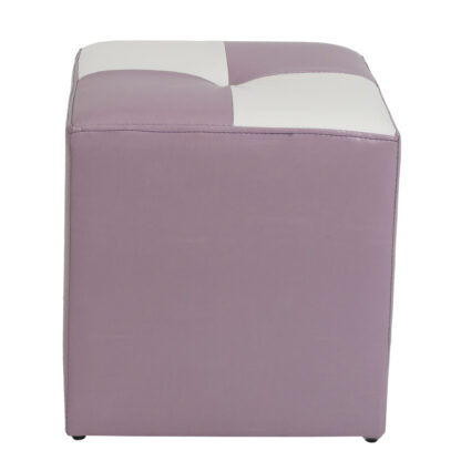Taburet Cool, mov/alb, piele ecologica, 36x35x35 cm - imagine 2