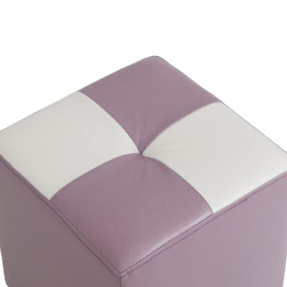 Taburet Cool, mov/alb, piele ecologica, 36x35x35 cm - imagine 3
