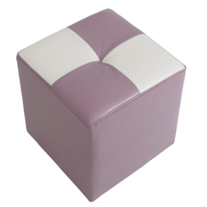 Taburet Cool, mov/alb, piele ecologica, 36x35x35 cm - imagine 4