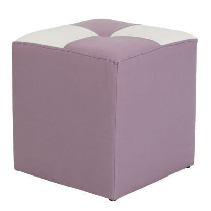 Taburet Cool, mov/alb, piele ecologica, 36x35x35 cm - imagine 5