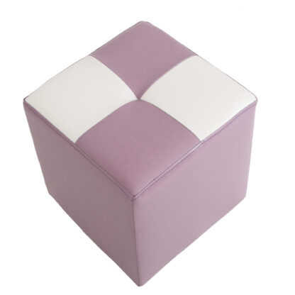 Taburet Cool, mov/alb, piele ecologica, 36x35x35 cm - imagine 6